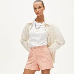Patch-pocket chino short in stripe