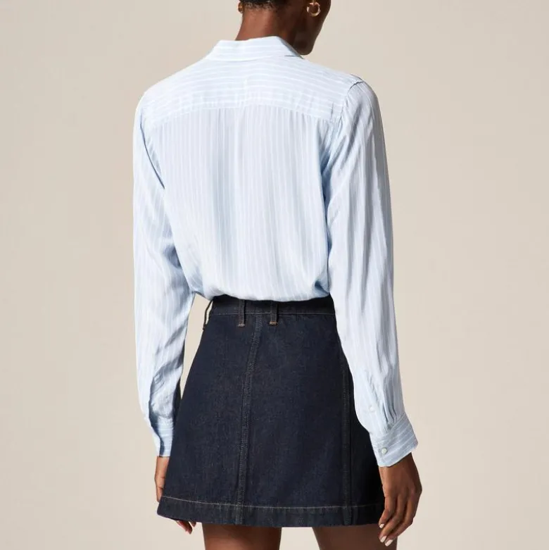 Patch-pocket denim mini skirt in Rinse wash