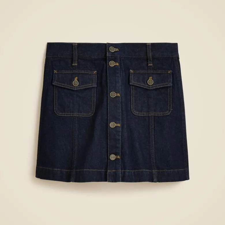 Patch-pocket denim mini skirt in Rinse wash