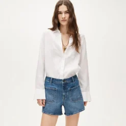 Patch-pocket denim short