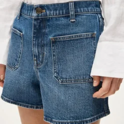 Patch-pocket denim short