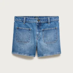 Patch-pocket denim short