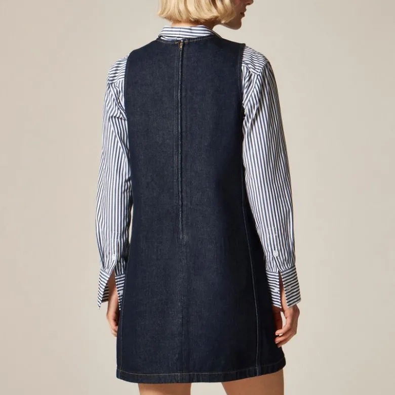 Patch-pocket shift dress in denim