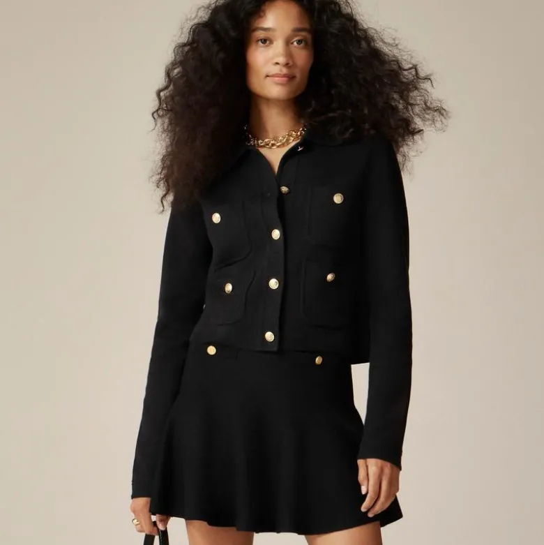 Patch-pocket sweater lady jacket