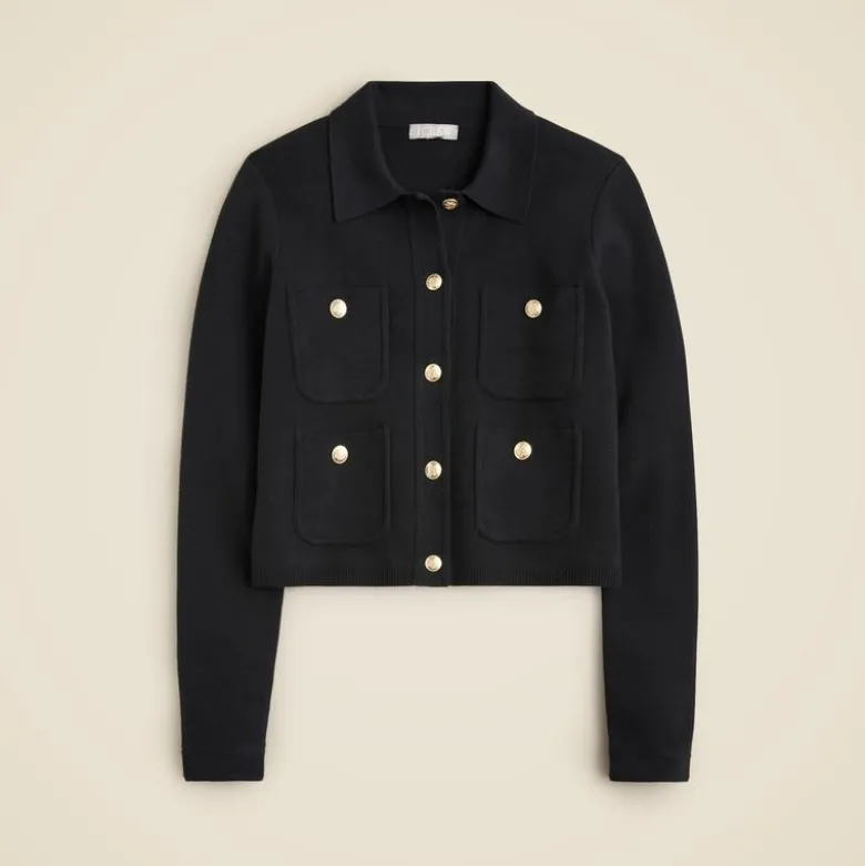 Patch-pocket sweater lady jacket