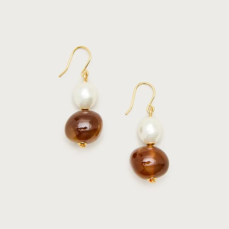 Pearl and bead drop earrings