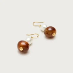 Pearl and bead drop earrings