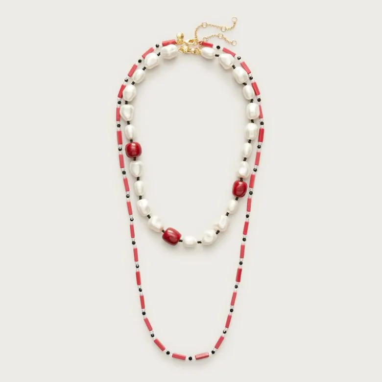 Pearl and bead necklaces set-of-two