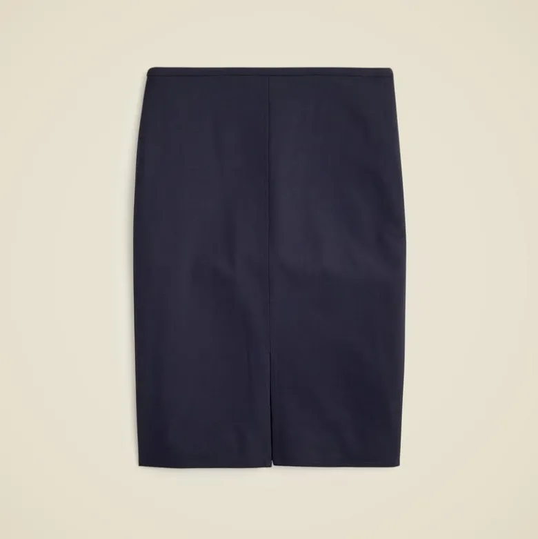 Pencil knee-length skirt in Italian bi-stretch wool blend