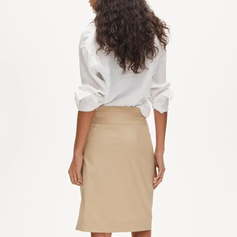 Pencil midi skirt in cotton poplin