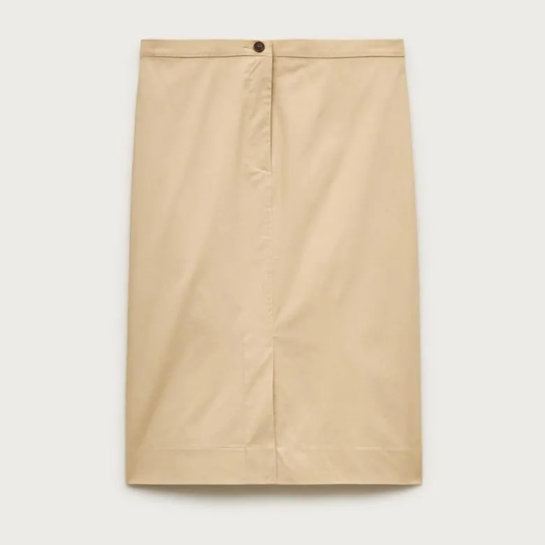 Pencil midi skirt in cotton poplin