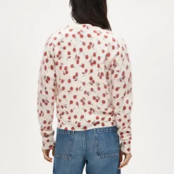 Perfect brushed cashmere cardigan in cherry print