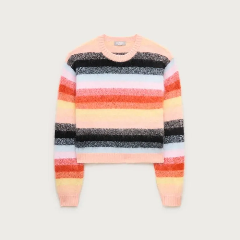 Perfect brushed cashmere crewneck sweater in stripe