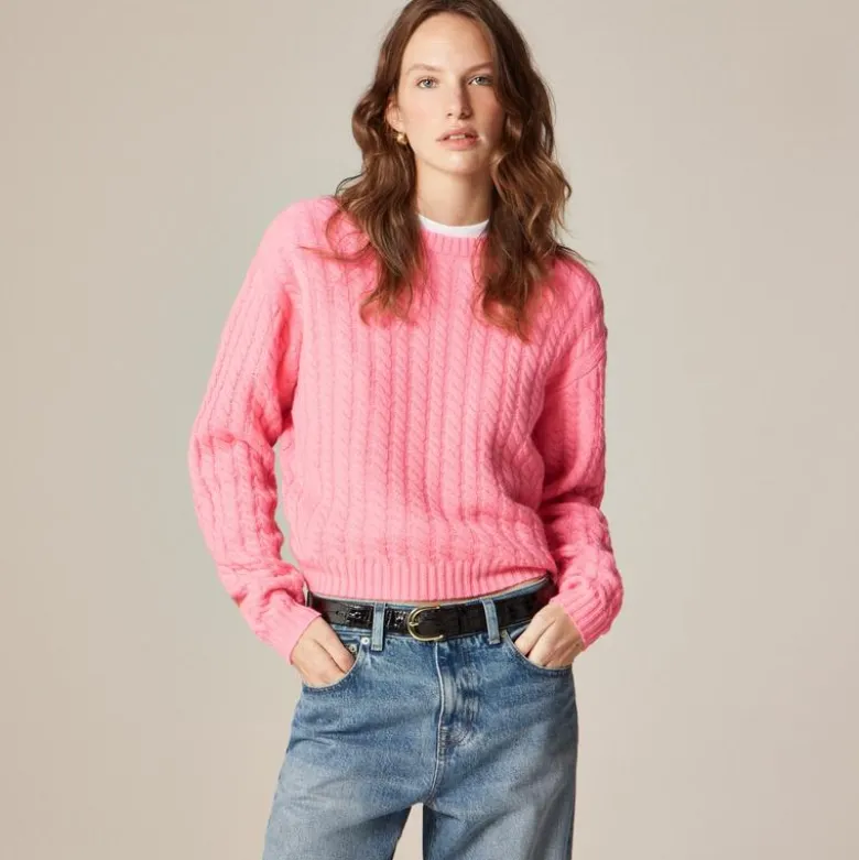 Perfect cashmere cable-knit crewneck sweater