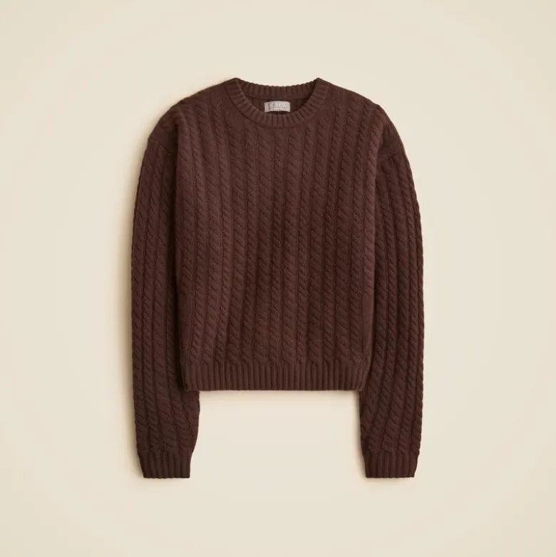 Perfect cashmere cable-knit crewneck sweater