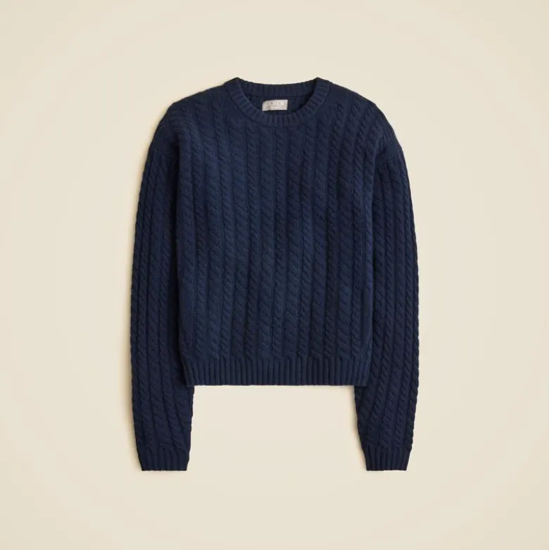 Perfect cashmere cable-knit crewneck sweater