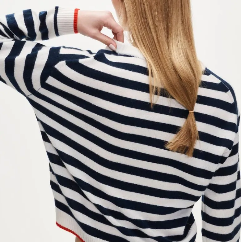 Perfect cashmere crewneck in mariner stripe