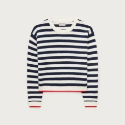 Perfect cashmere crewneck in mariner stripe