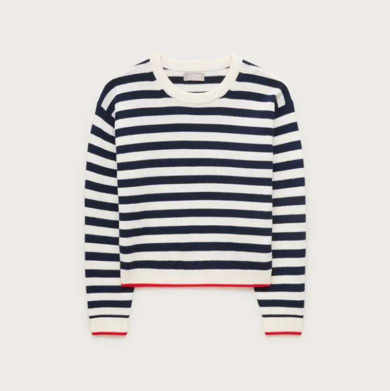Perfect cashmere crewneck in mariner stripe
