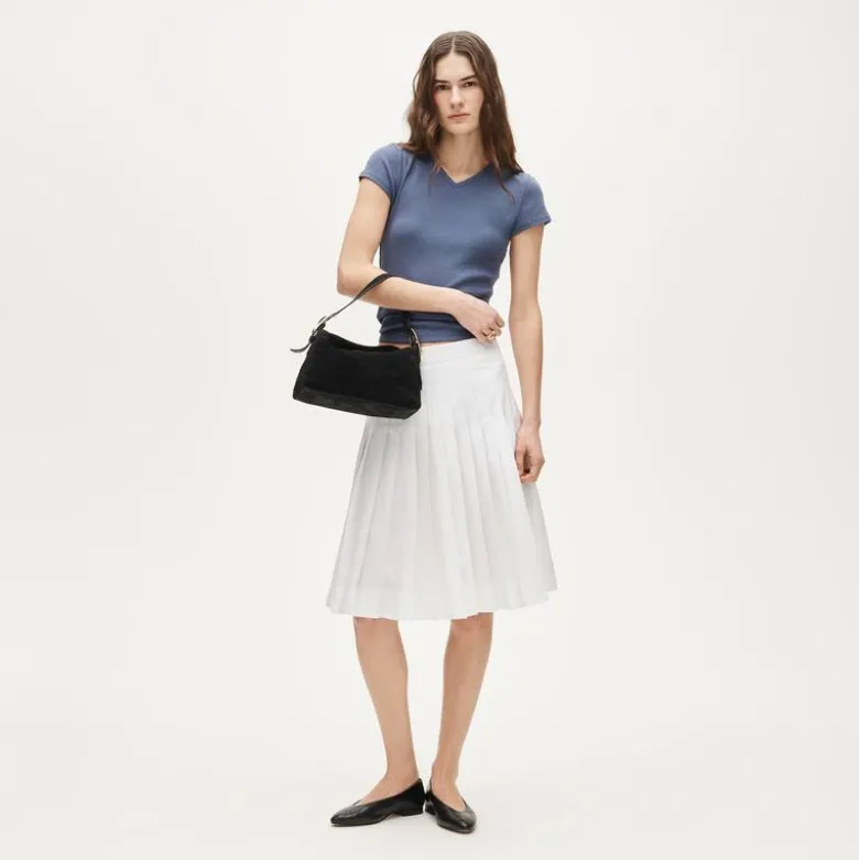 Perfect rib high V-neck T-shirt