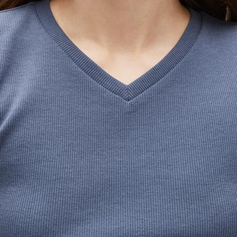 Perfect rib high V-neck T-shirt