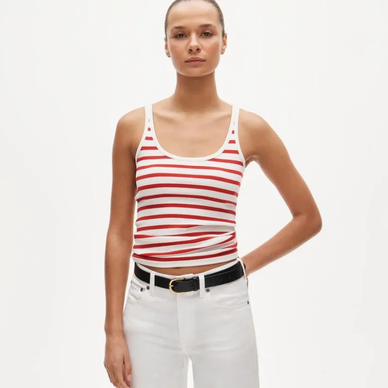 Perfect rib scoopneck tank top in stripe