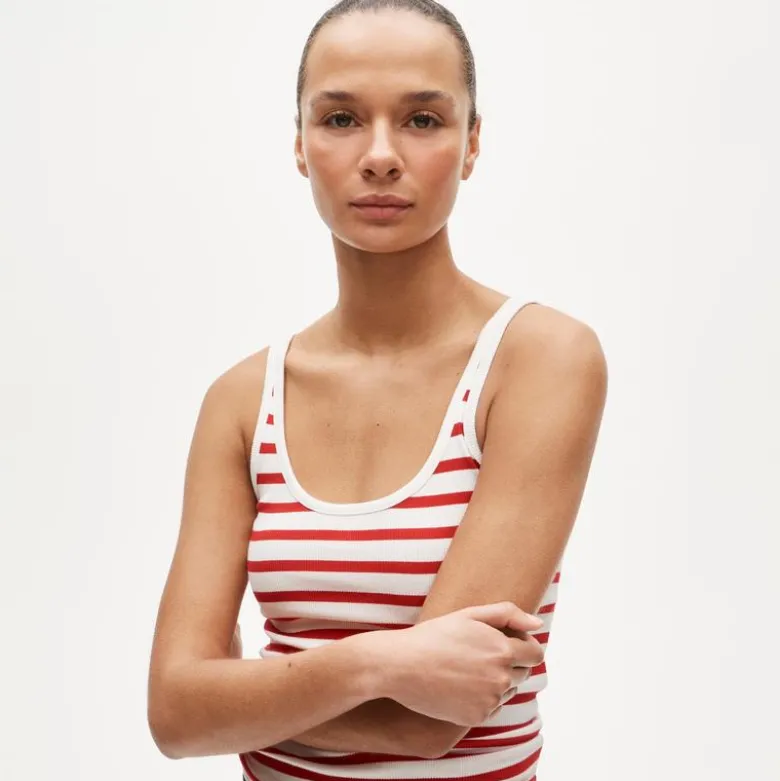 Perfect rib scoopneck tank top in stripe