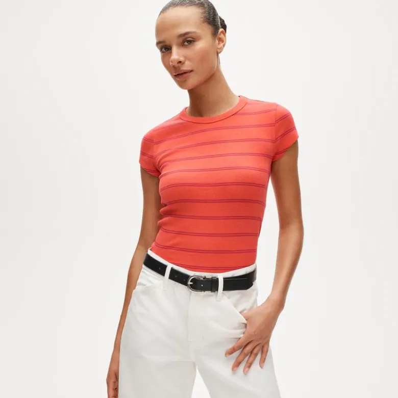 Perfect-fit crewneck T-shirt in stripe