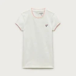 Perfect-fit crewneck T-shirt with flower embroidery