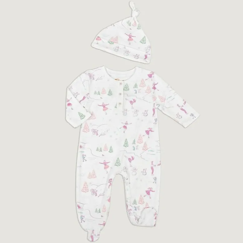 Petidoux babies' Pima cotton one-piece and matching hat set