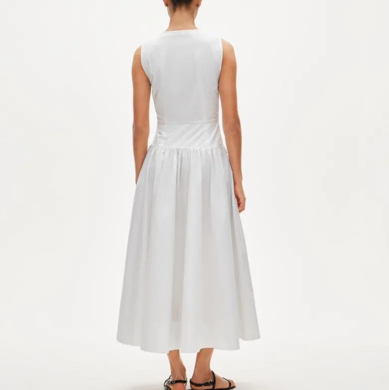 Petite button-front dress in cotton poplin