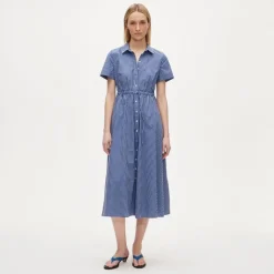 Petite Cerise shirt-dress in gingham cotton poplin