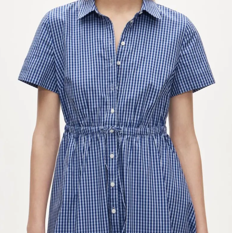 Petite Cerise shirt-dress in gingham cotton poplin