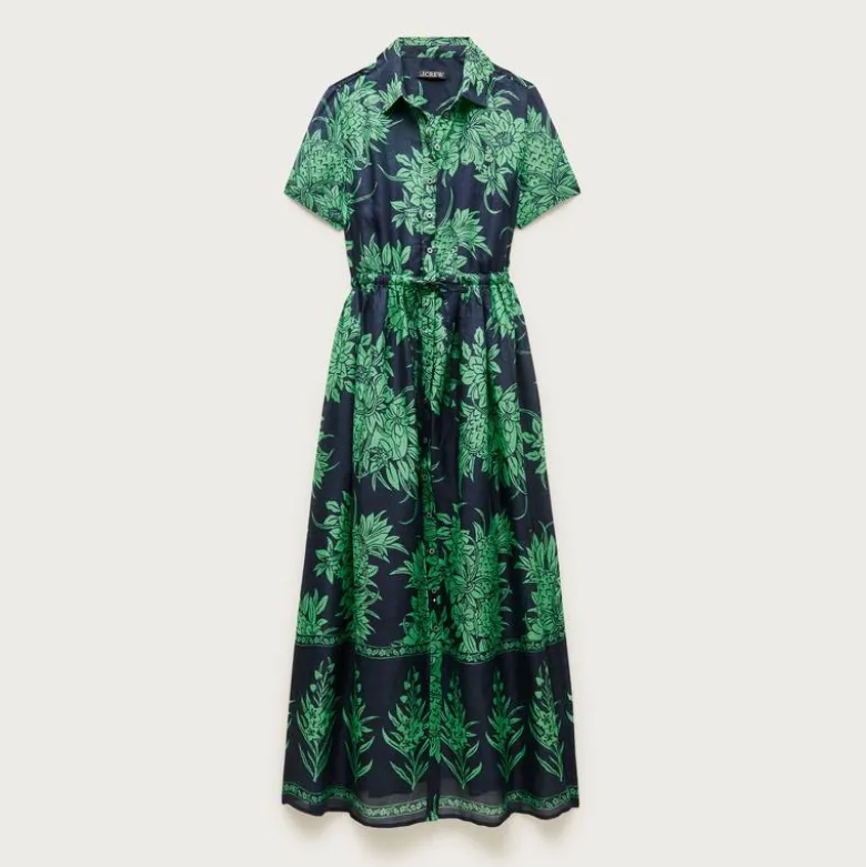 Petite Cerise shirt-dress in pineapple-print ramie