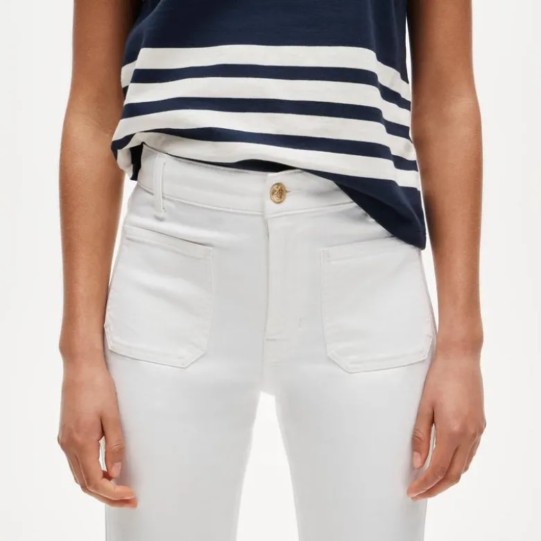 Petite Charley kickout cropped jean in super-stretch with patch pockets