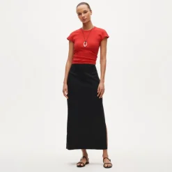 Petite column skirt in Gramercy linen blend