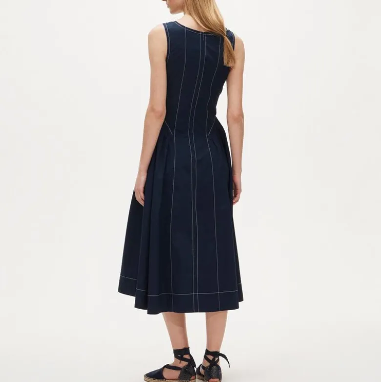 Petite contrast-stitch midi dress