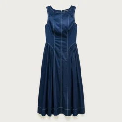 Petite contrast-stitch midi dress