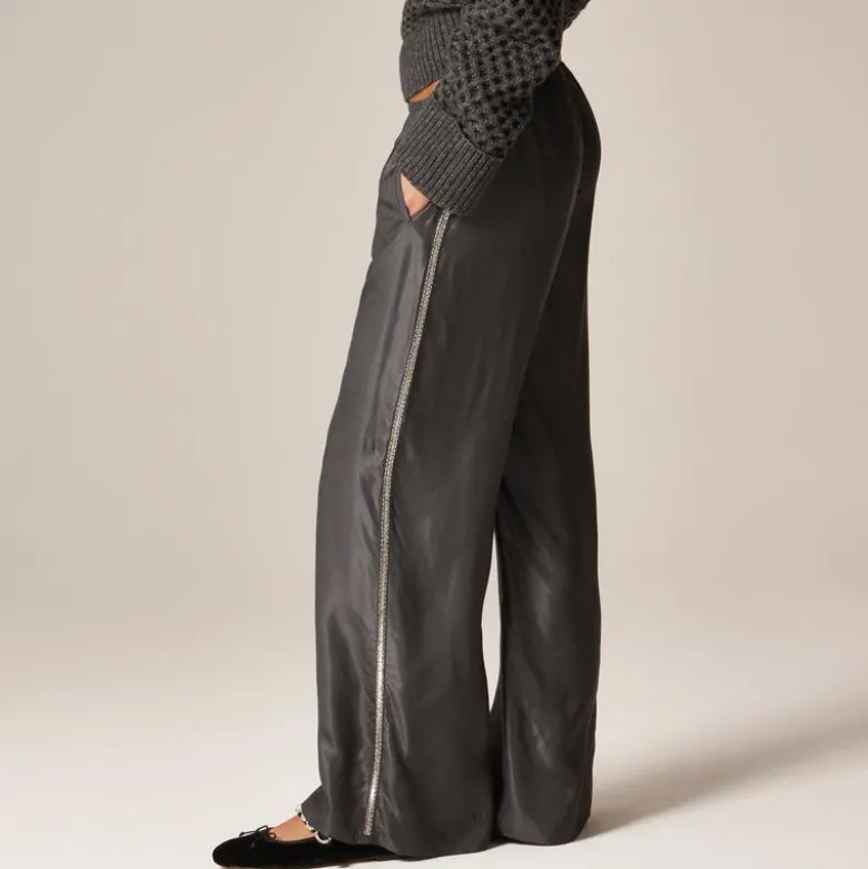 Petite Cosmo pant in viscose twill with embellished side stripe