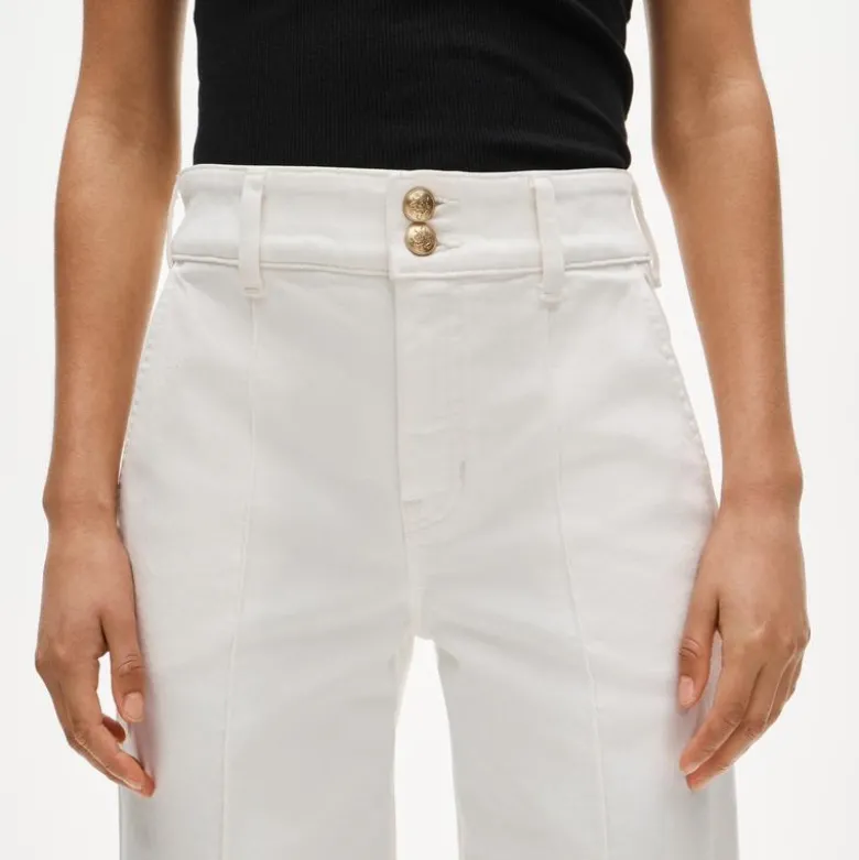 Petite denim trouser jean with stacked buttons