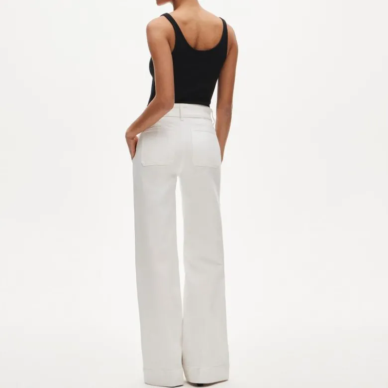 Petite denim trouser jean with stacked buttons