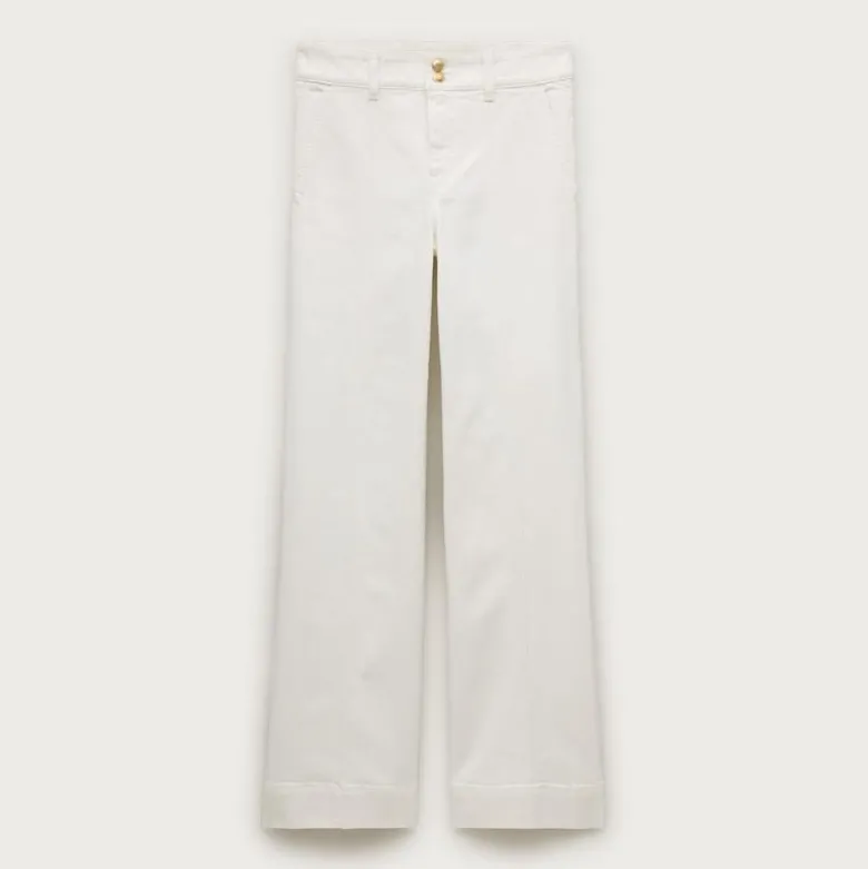 Petite denim trouser jean with stacked buttons