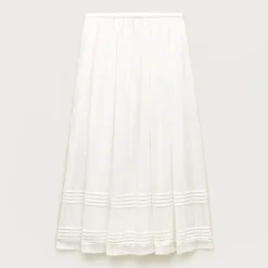 Petite embroidered midi slip skirt in cotton dobby