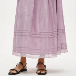 Petite embroidered midi slip skirt in cotton dobby