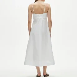 Petite empire-waist dress in cotton poplin