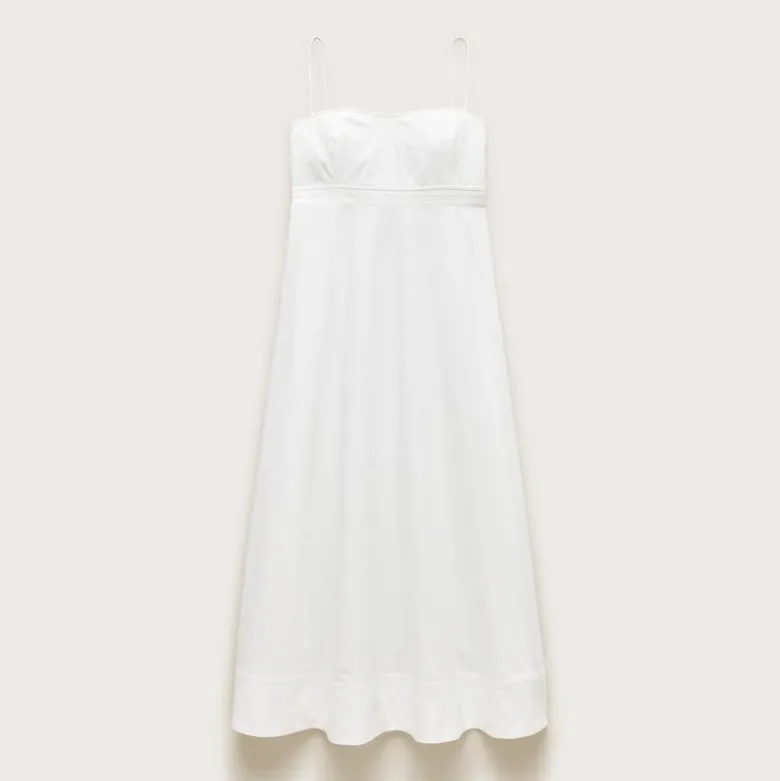 Petite empire-waist dress in cotton poplin