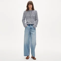 Petite Everyday side-panel wide-leg ankle jean in rigid