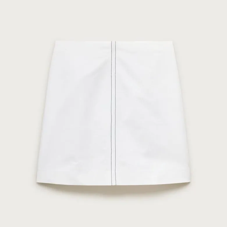 Petite Fairfax skirt in contrast-stitch double cotton poplin