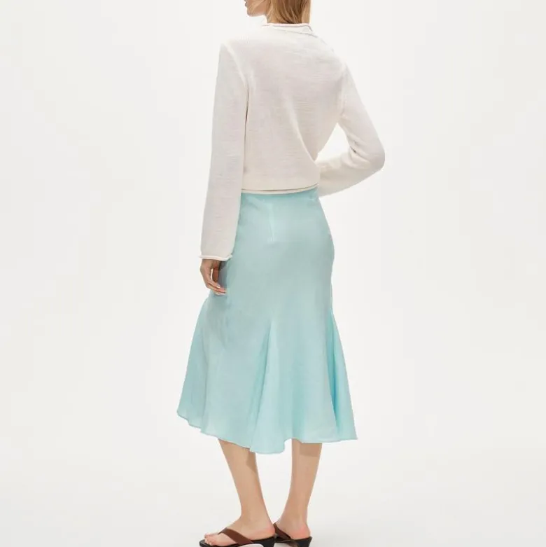 Petite Gwyneth flounce-hem slip skirt in linen