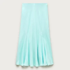 Petite Gwyneth flounce-hem slip skirt in linen